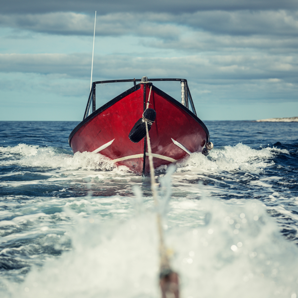 A boat being towed