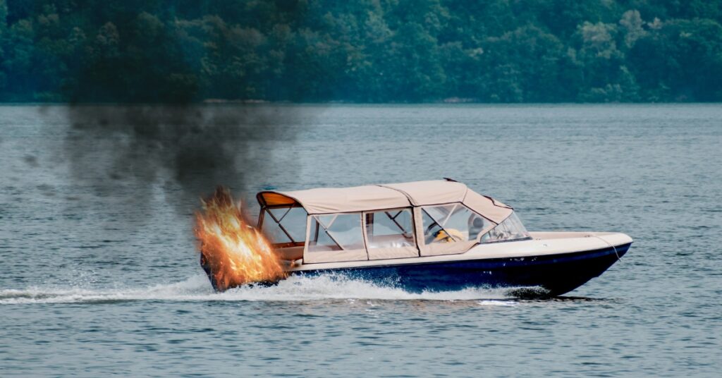 Boat on fire