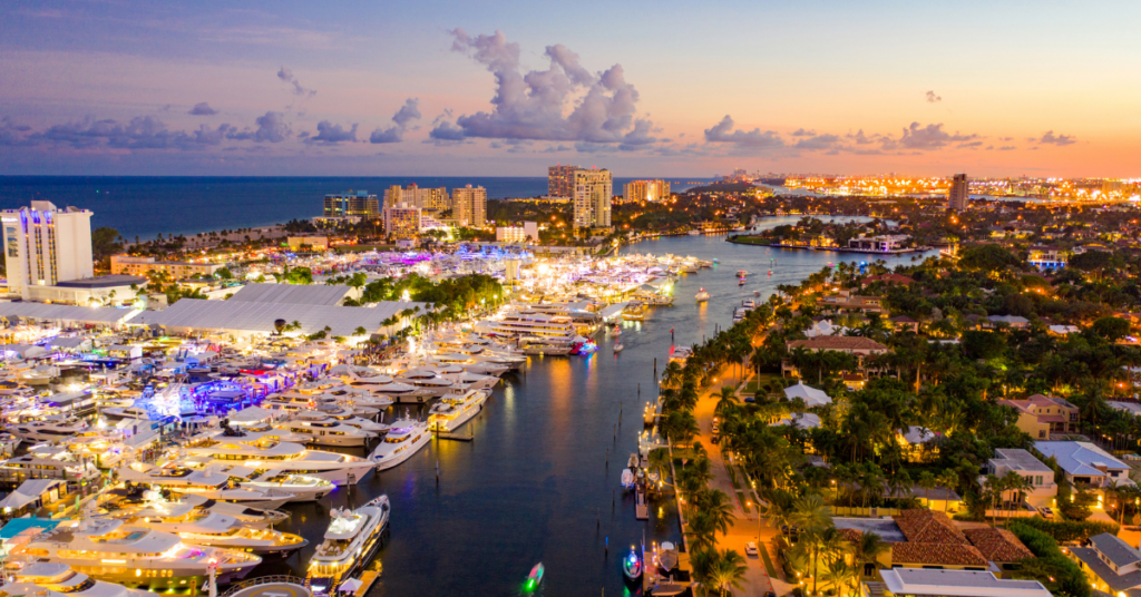 Fort Lauderdale International Boat Show at night